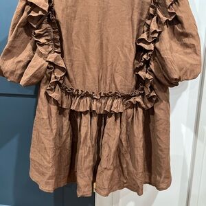 Entro Chocolate Ruffle Blouse